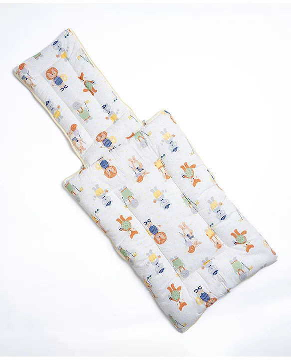 White and Cream Cotton Baby Sleeping Bag with Hood  and Zip
