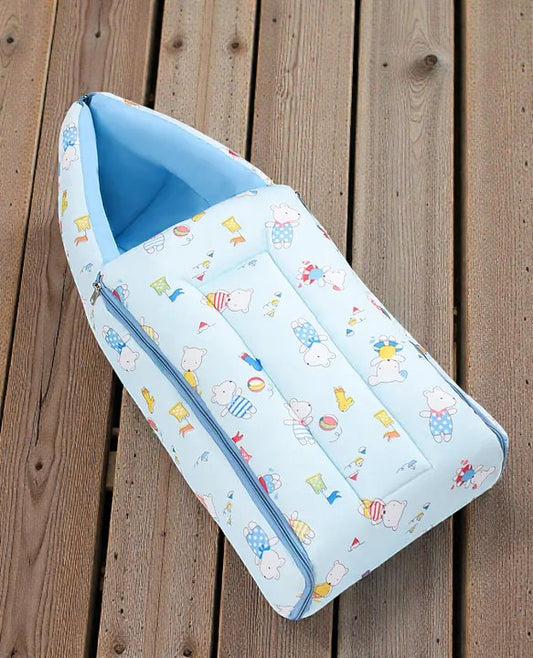 Light Blue Baby Sleeping Bag with Hood  and Zip