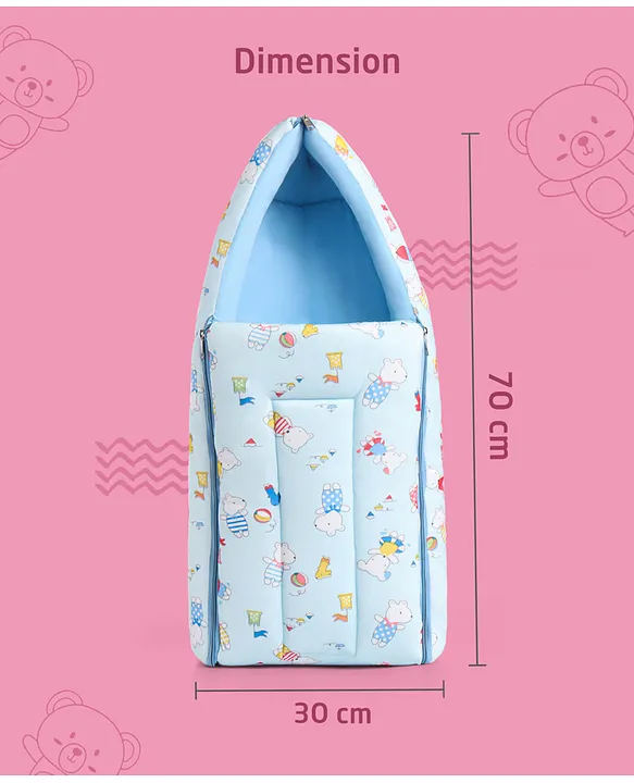 Light Blue Baby Sleeping Bag with Hood  and Zip
