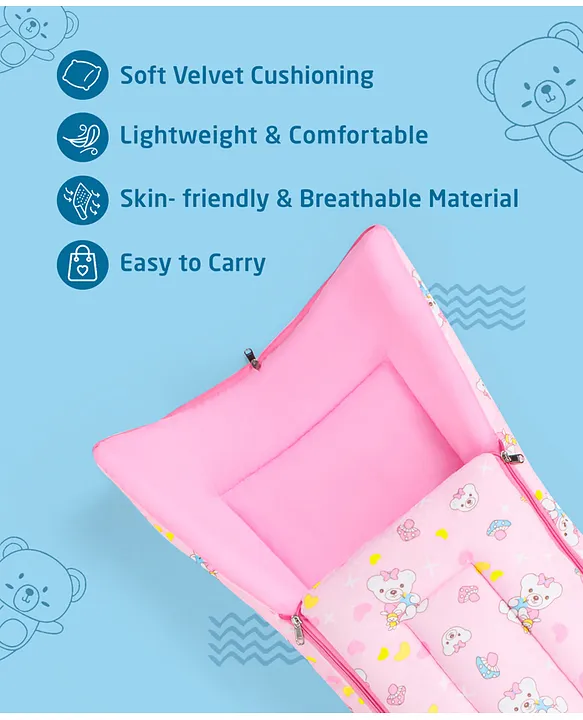 Pink Baby Sleeping Bag with Hood  and Zip