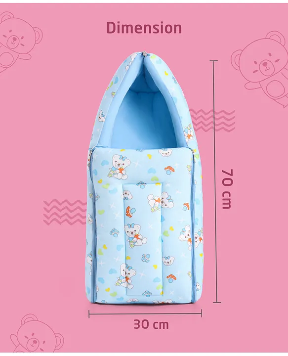 Light Blue Baby Sleeping Bag with Hood  and Zip