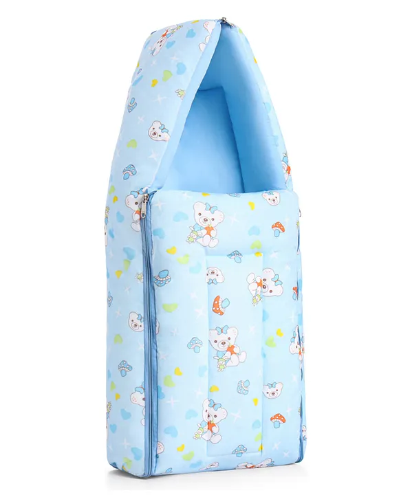 Light Blue Baby Sleeping Bag with Hood  and Zip