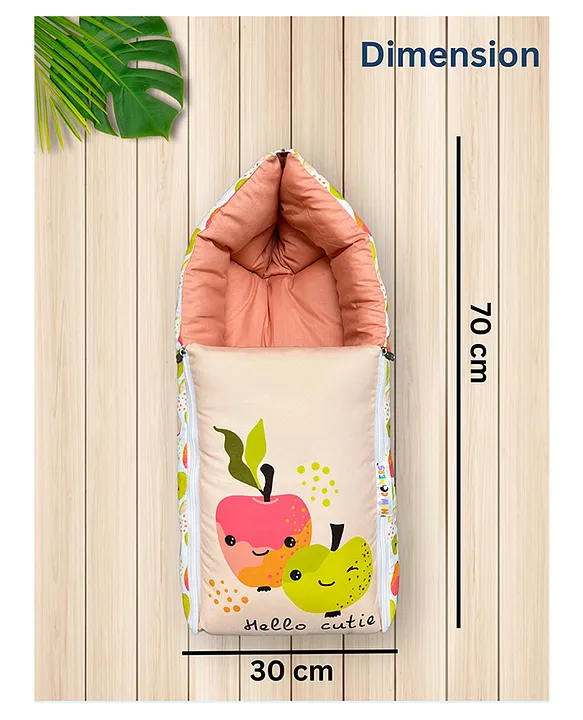 Peach and Terracotta Baby Sleeping Bag with Hood  and Zip