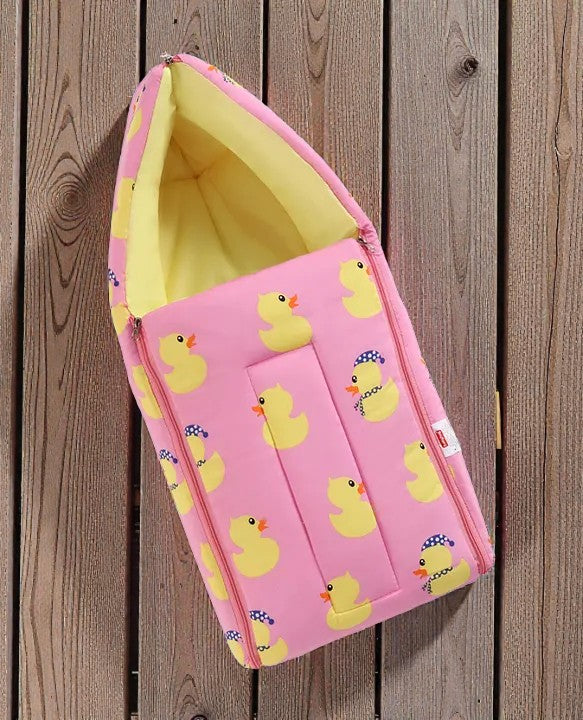 Pink and Yellow Baby Sleeping Bag with Hood  and Zip