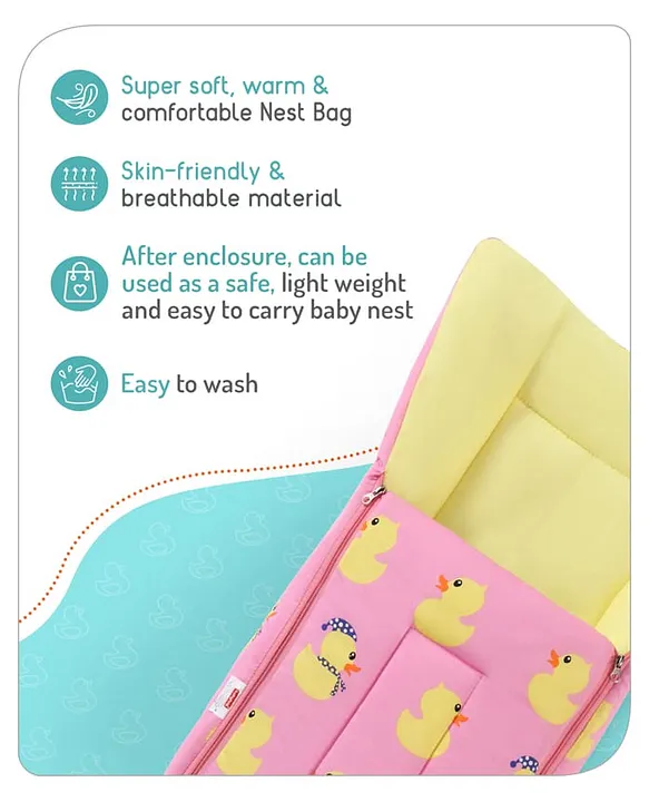 Pink and Yellow Baby Sleeping Bag with Hood  and Zip