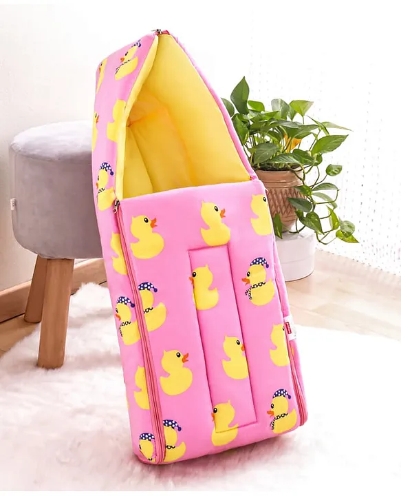 Pink and Yellow Baby Sleeping Bag with Hood  and Zip