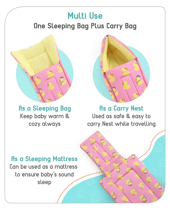 Pink and Yellow Baby Sleeping Bag with Hood  and Zip