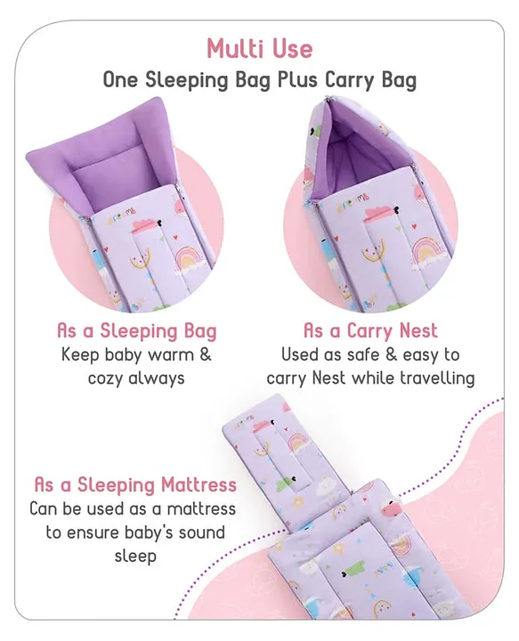 Light Purple and Violet Baby Sleeping Bag with Hood  and Zip