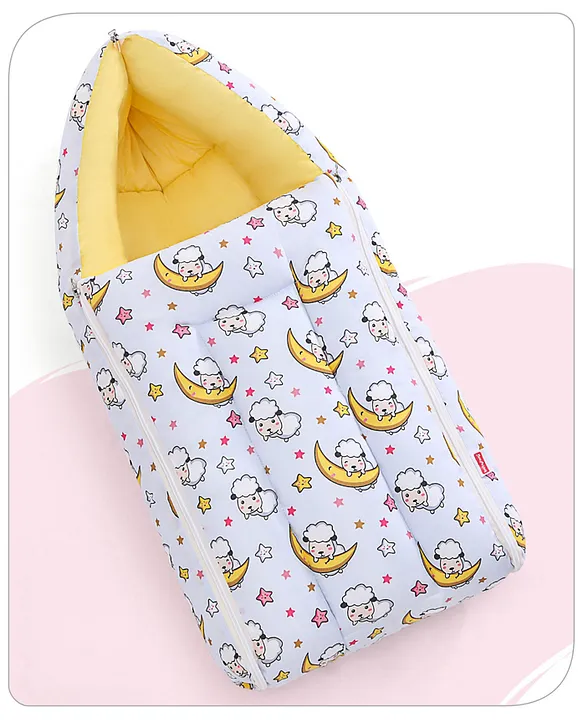 White and Yellow Baby Sleeping Bag with Hood  and Zip