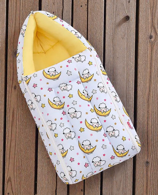 White and Yellow Baby Sleeping Bag with Hood  and Zip