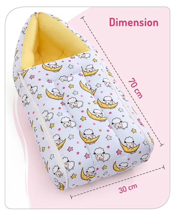 White and Yellow Baby Sleeping Bag with Hood  and Zip