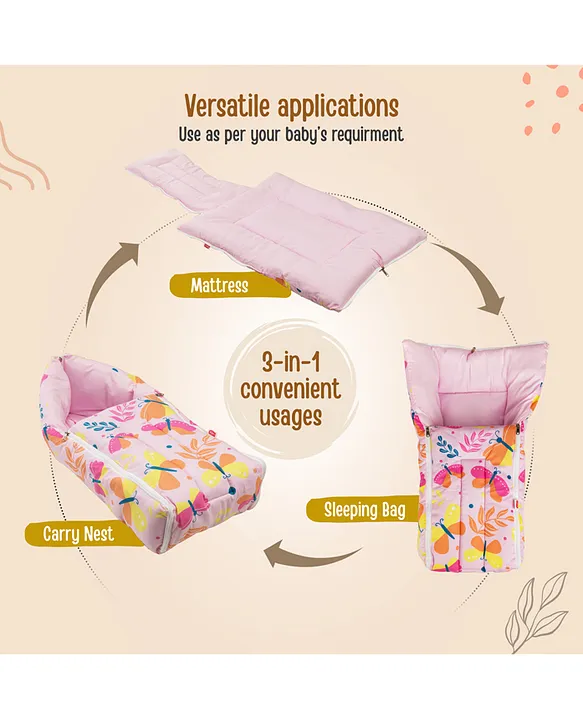 Light Pink Baby Sleeping Bag with Hood  and Zip