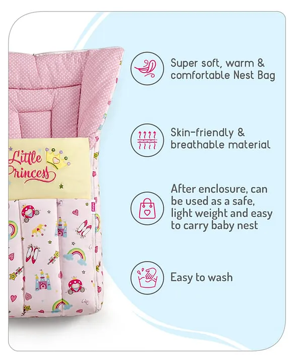 Pink and Yellow Baby Sleeping Bag with Hood  and Zip
