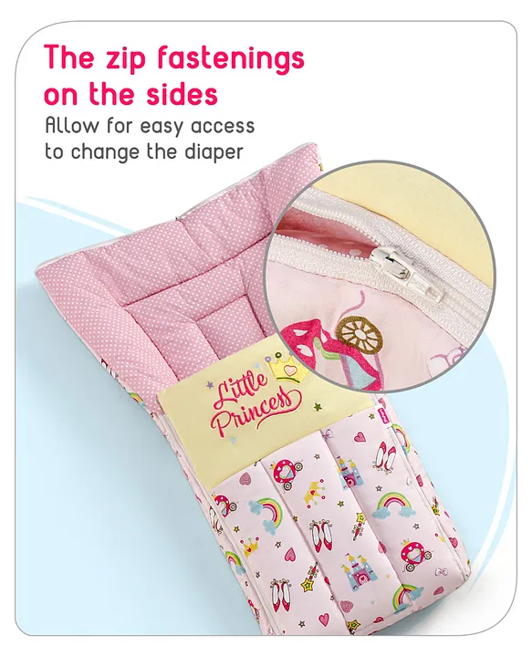Pink and Yellow Baby Sleeping Bag with Hood  and Zip