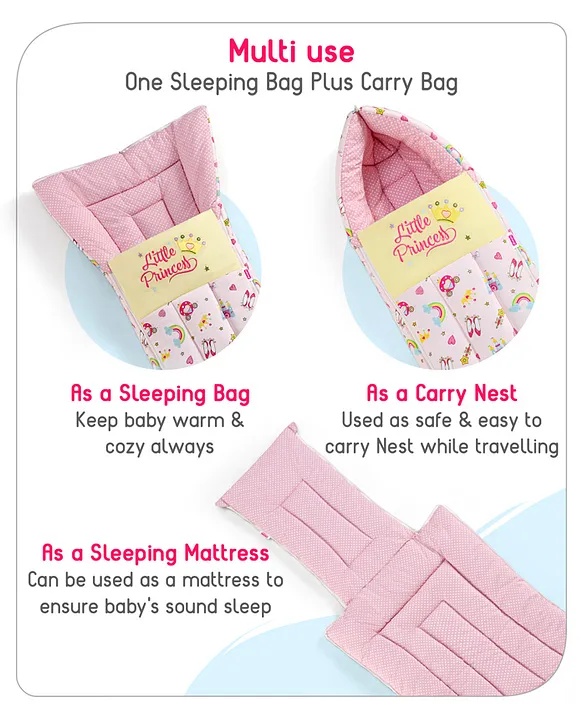Pink and Yellow Baby Sleeping Bag with Hood  and Zip