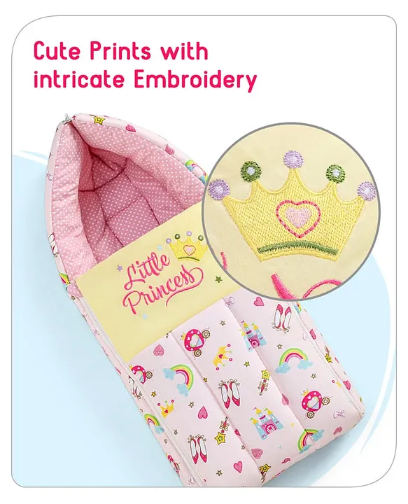 Pink and Yellow Baby Sleeping Bag with Hood  and Zip