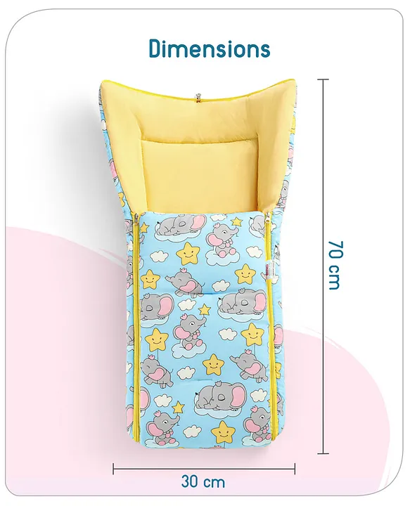 Light Blue Baby Sleeping Bag with Hood  and Zip