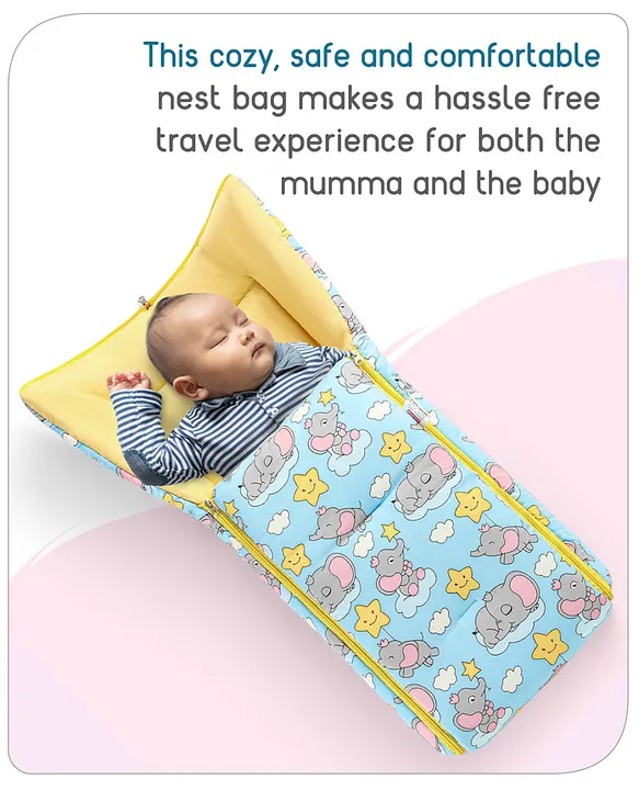 Light Blue Baby Sleeping Bag with Hood  and Zip