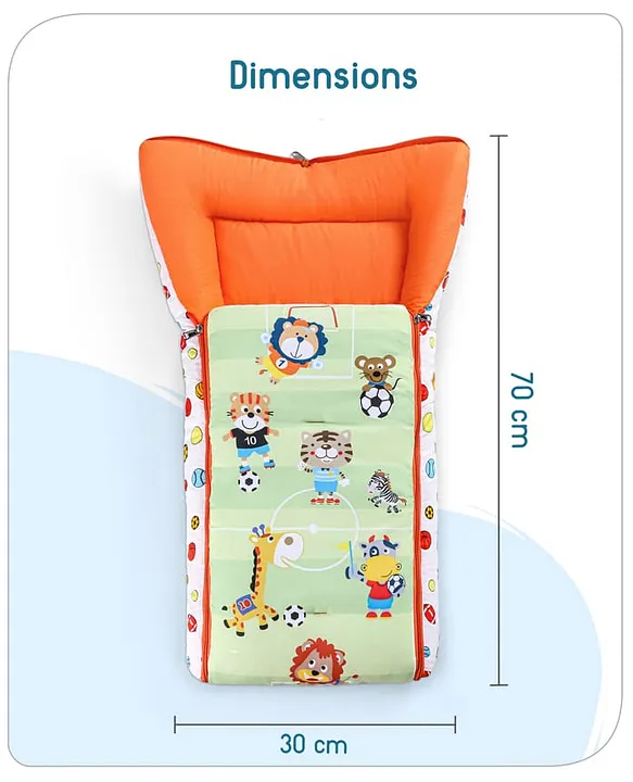 White and Orange Baby Sleeping Bag with Hood  and Zip