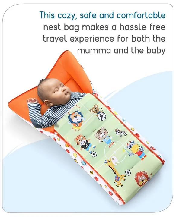 White and Orange Baby Sleeping Bag with Hood  and Zip
