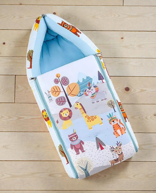 Light Blue Baby Sleeping Bag with Hood  and Zip