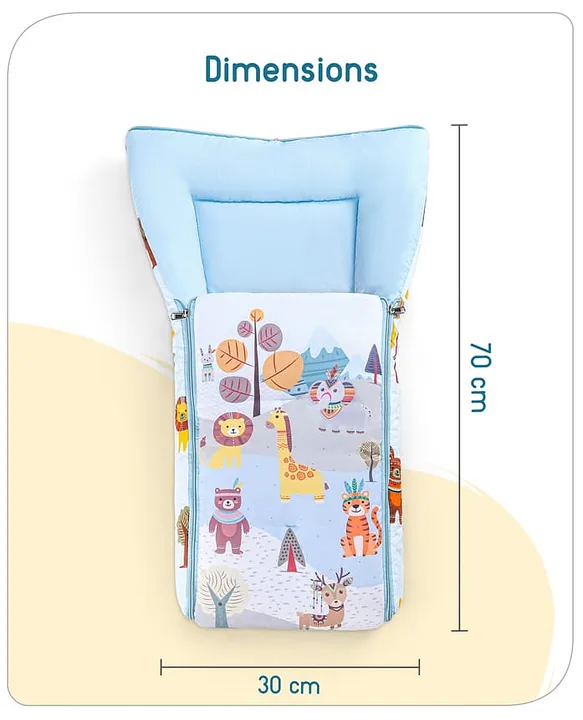 Light Blue Baby Sleeping Bag with Hood  and Zip