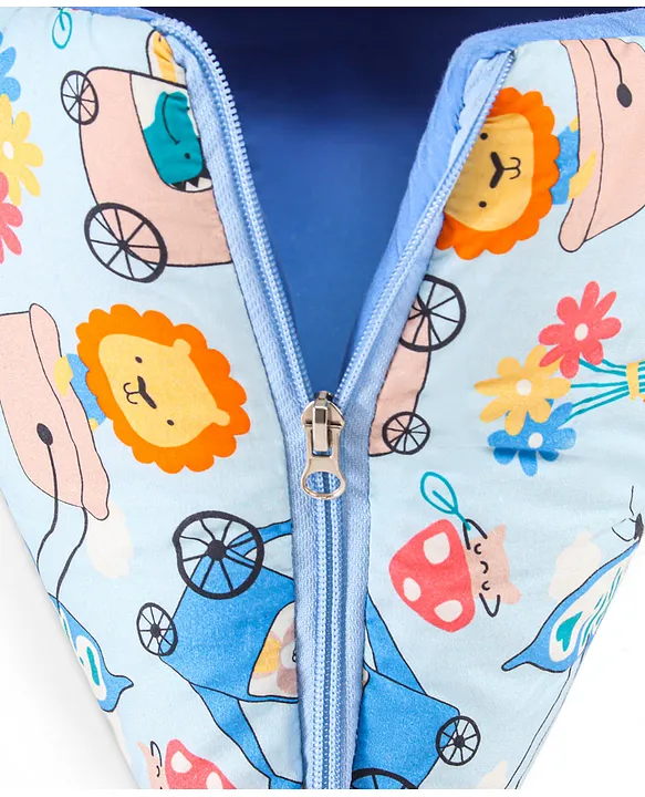 Light Blue Cotton Baby Sleeping Bag with Hood  and Zip