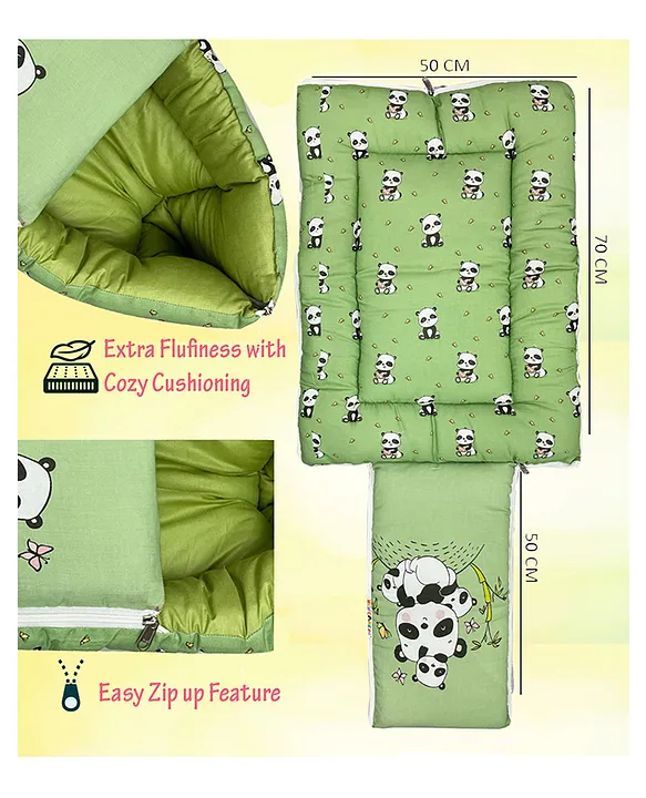 Sage Green and Olive Green Cotton Baby Sleeping Bag with Hood and Zip