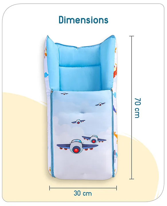 Light Blue and White Baby Sleeping Bag with Hood  and Zip