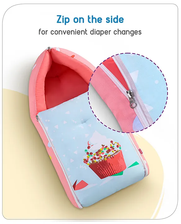 Pink and Light Blue Baby Sleeping Bag with Hood  and Zip