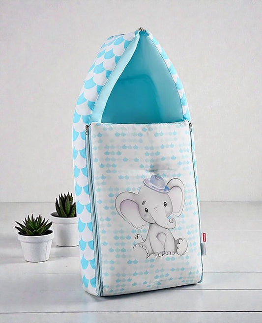 Light Blue and Teal Baby Sleeping Bag with Hood  and Zip