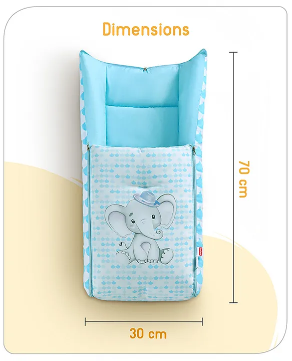 Light Blue and Teal Baby Sleeping Bag with Hood  and Zip