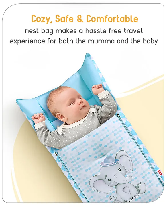 Light Blue and Teal Baby Sleeping Bag with Hood  and Zip