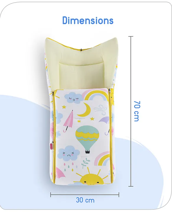 White and Yellow Baby Sleeping Bag with Hood  and Zip