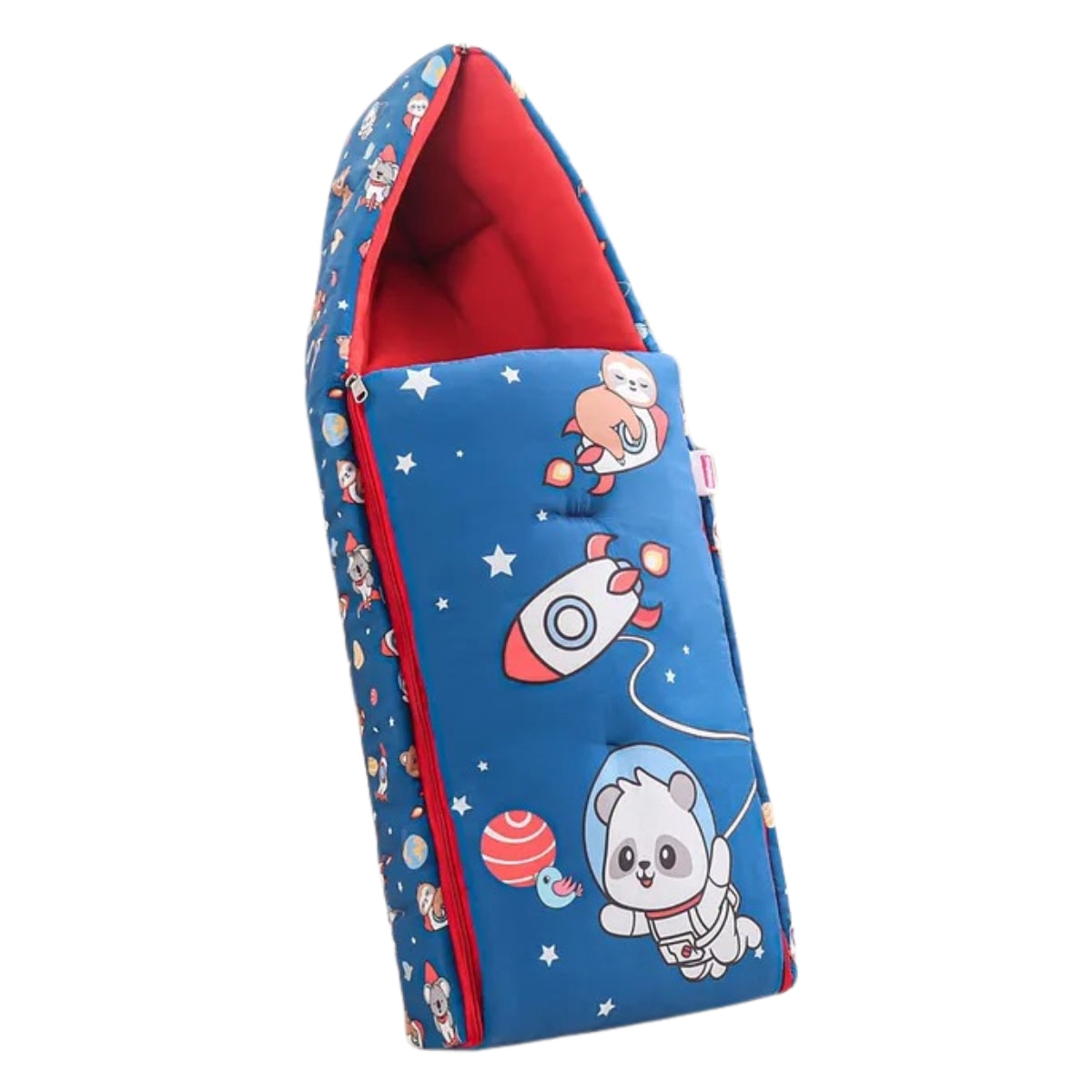 Dark Blue and Red Cotton Baby Sleeping Bag with Hood and Zip