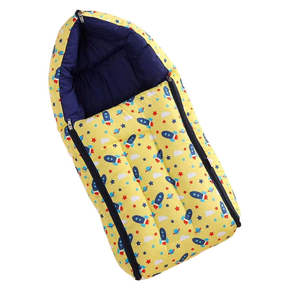 Yellow and Navy Baby Sleeping Bag with Hood  and Zip