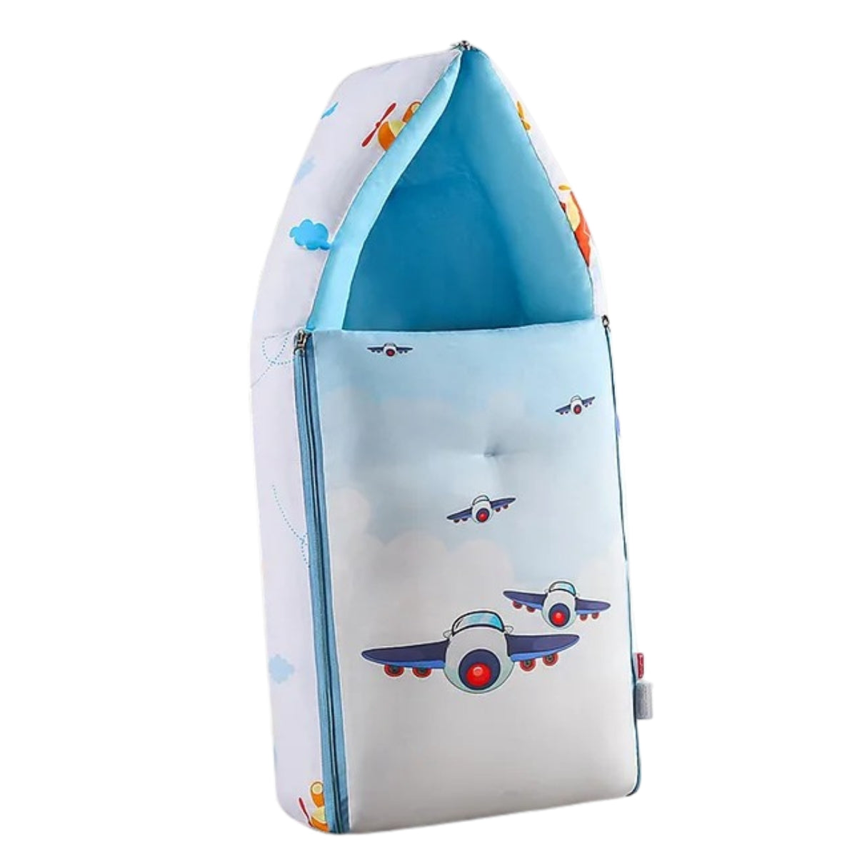 Light Blue and White Baby Sleeping Bag with Hood  and Zip