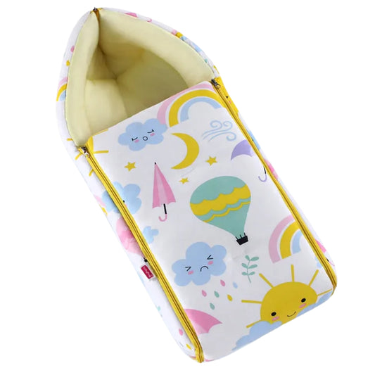 White and Yellow Baby Sleeping Bag with Hood  and Zip