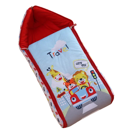 Red and Light Blue Baby Sleeping Bag with Hood  and Zip