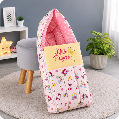 Pink Cotton Baby Sleeping Bag with Hood and Zip