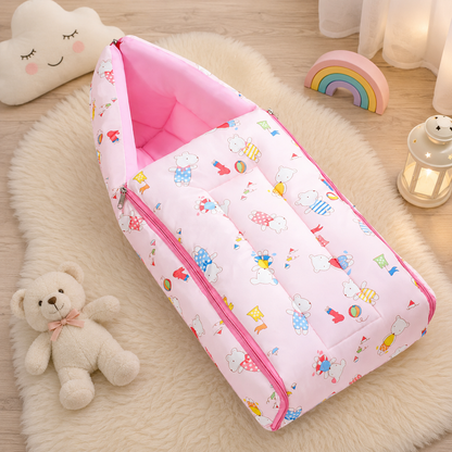 Pink Baby Sleeping Bag with Hood  and Zip
