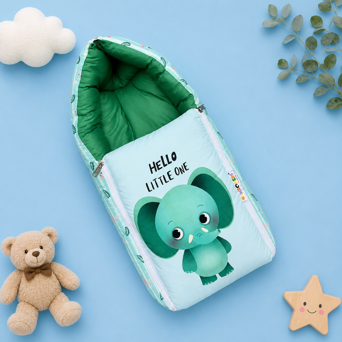 Mint Green Elephant Baby Sleeping Bag