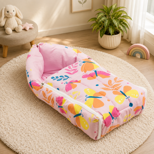 Light Pink Baby Sleeping Bag with Hood  and Zip