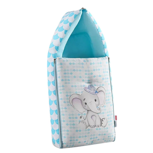 Light Blue and Teal Baby Sleeping Bag with Hood  and Zip