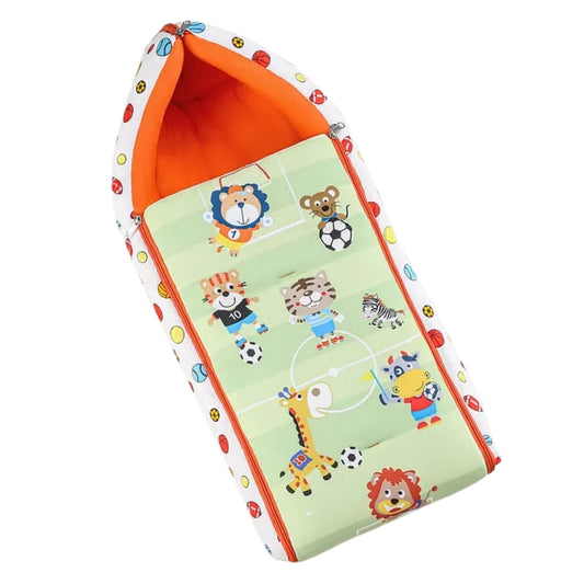 White and Orange Baby Sleeping Bag with Hood  and Zip