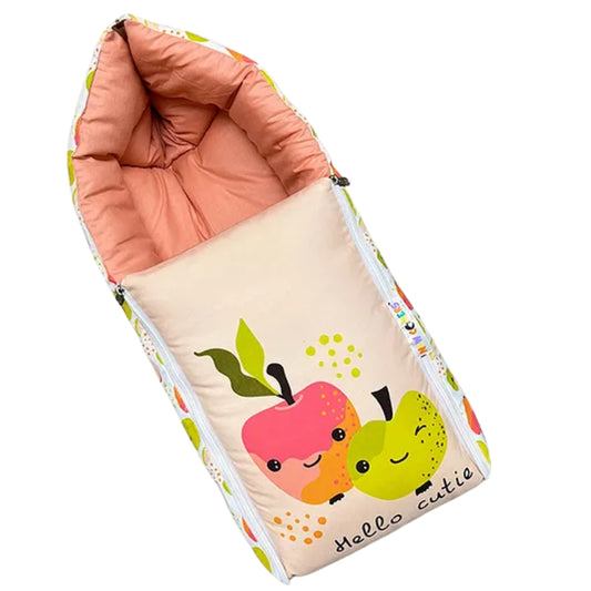 Peach and Terracotta Baby Sleeping Bag with Hood  and Zip