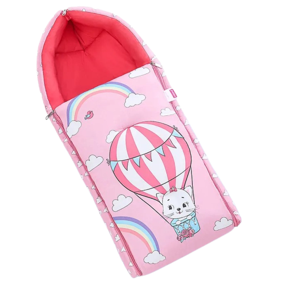 Pink and Dark Pink Cotton Baby Sleeping Bag with Hood and Zip