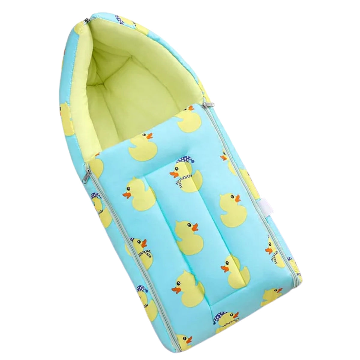 Light Blue and Pale Green Baby Sleeping Bag with Hood  and Zip