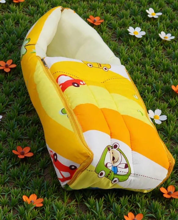 Bright Yellow and Cream Baby Sleeping Bag with Hood  and Zip