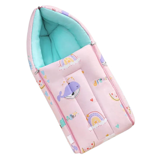 Pink Cotton Baby Sleeping Bag with Hood  and Zip